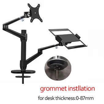 OL-3L Aluminum Multifunction 10"-17"Ergonomics Desk Laptop Stand 32" Monitor Desktop Holder Computer Full Motion With Column Bar