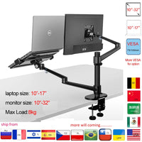 OL-3L Aluminum Multifunction 10"-17"Ergonomics Desk Laptop Stand 32" Monitor Desktop Holder Computer Full Motion With Column Bar