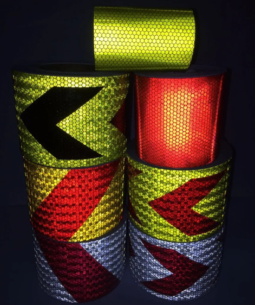 10cmx25m PVC Self-Adhesive Reflective Safety Tape Road Traffic Construction Site Reflective Warning Arrow Sign Sticker