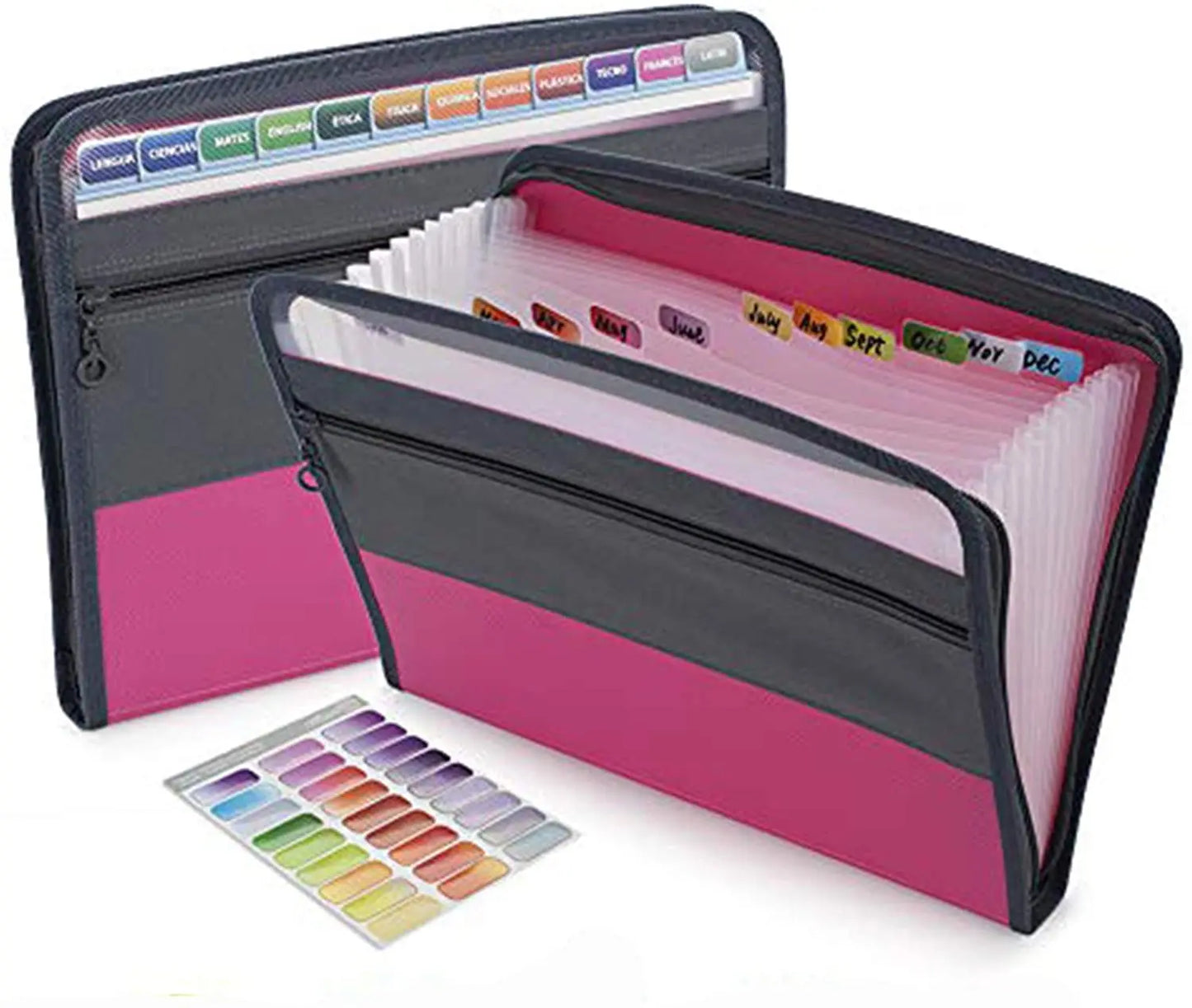 A4 Expanding File Folder With Sticky Labels,13 Pockets Accordion Document Organizer Expanding File Folder With Zipper Closure