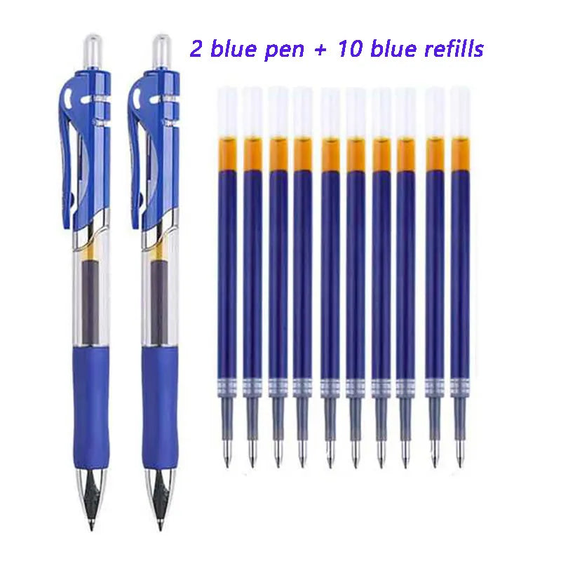 3+20Pcs Gel Pen and Refill Black Blue Red Ink Bullet 0.5mm Gel Pens School&Office Supplies Stationery With Free Shipping