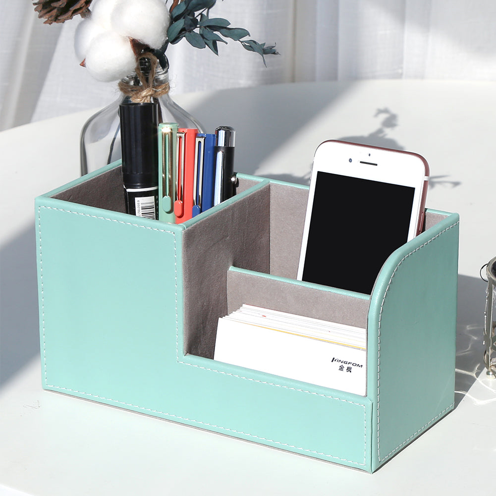 Office Supplies Desk Organizer Desktop Pen Holder Leather Storage Box