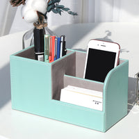 Office Supplies Desk Organizer Desktop Pen Holder Leather Storage Box