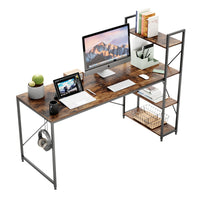 Bestier Home Office Wooden Large Size Dual Monitor Table Standing Computer Desks With Book Rack for Office