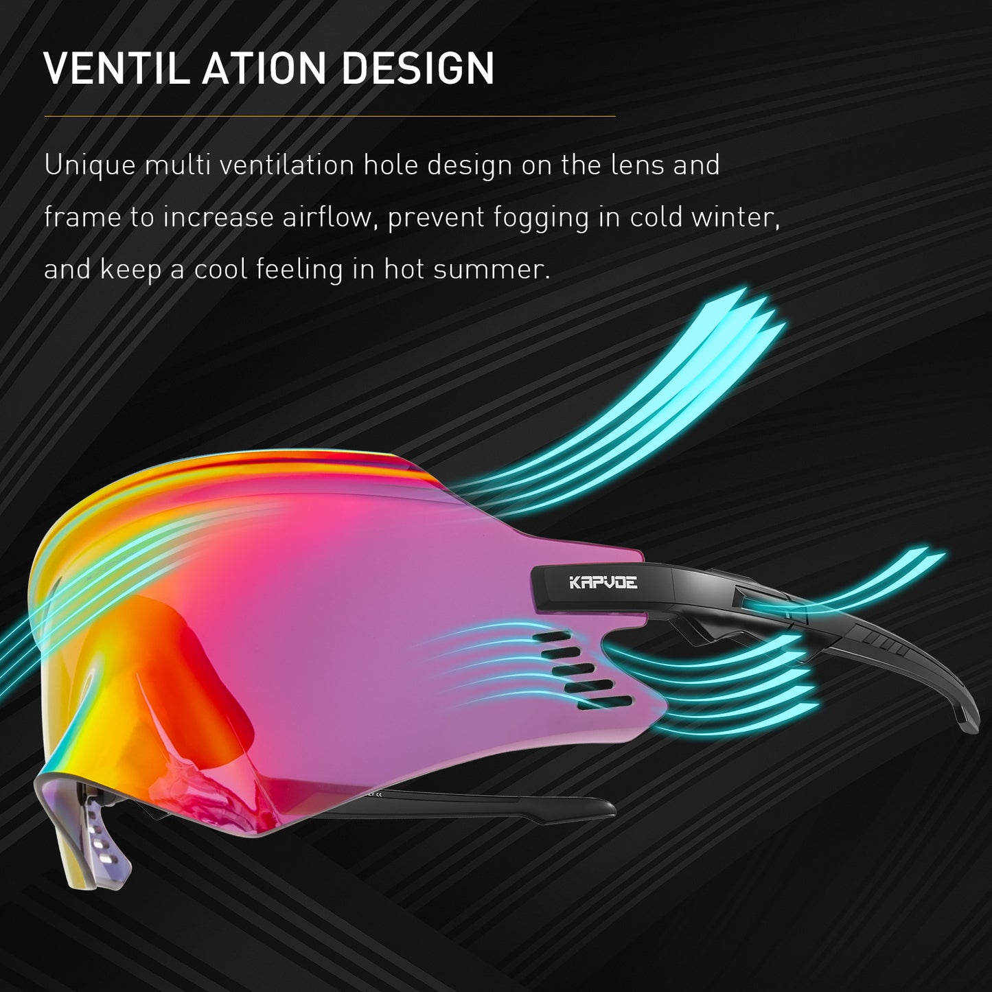 2023 Latest Design Frameless Sports Glasses Cycling Glasses Kapvoe Outdoor Running Mountain Bike Safety Glasses UV400 Sunglasses