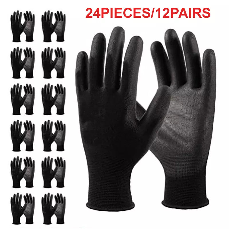 NMSAFETY 12 Pairs/ 24pcs Knitted Safety Work Gloves Construction Security Garden Rubber Industrial Working Gloves