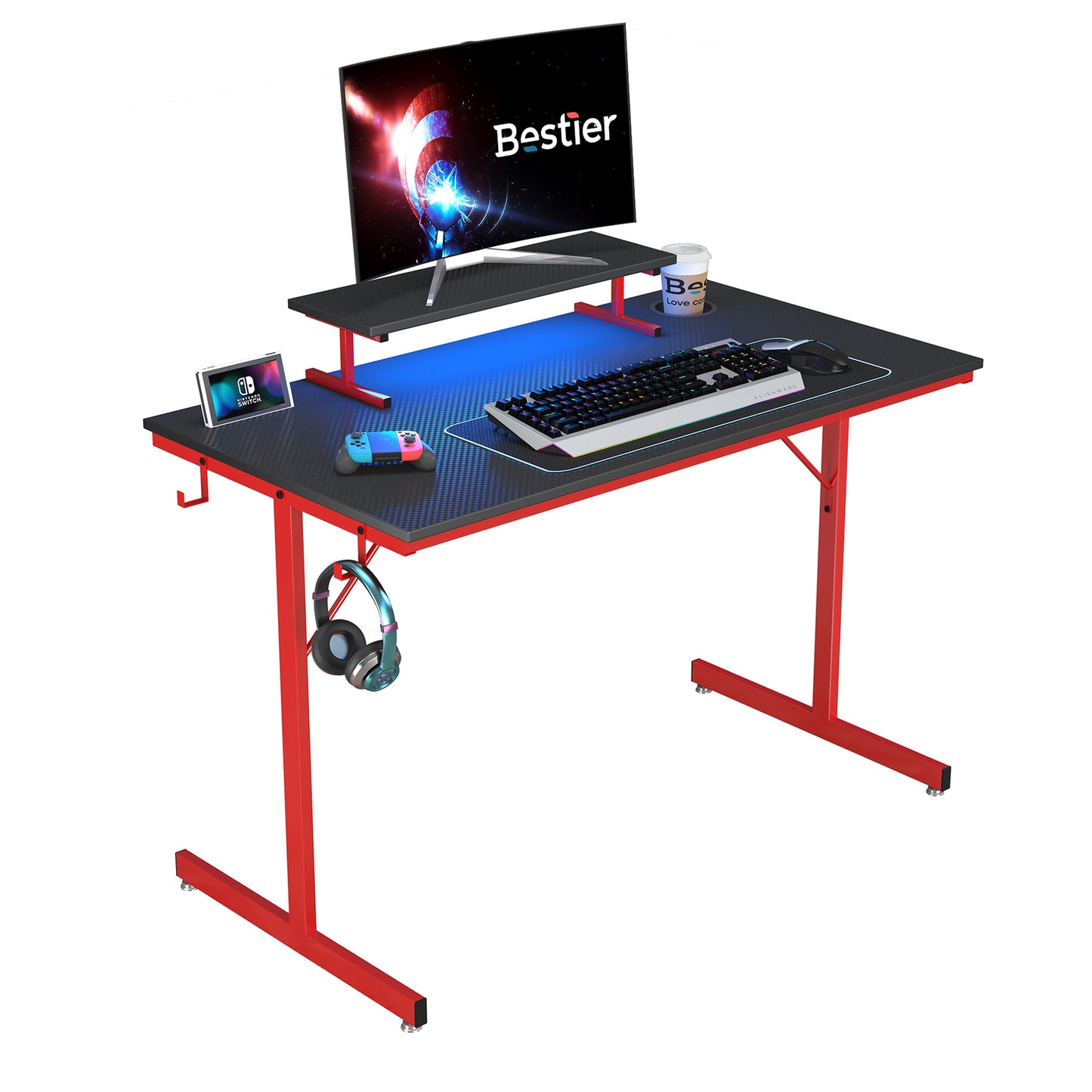 BESTIER Pc Gaming Portable Standing Study Office Chair Kid Table Set Best Ergonomic Monitor Stand Desk