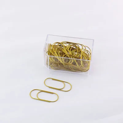 TUTU 50pcs/Box 50mm Rose Gold Paperclips Electroplating Metal Paper Clips Photo Clip Paper Clips Decorative Stationary H0166