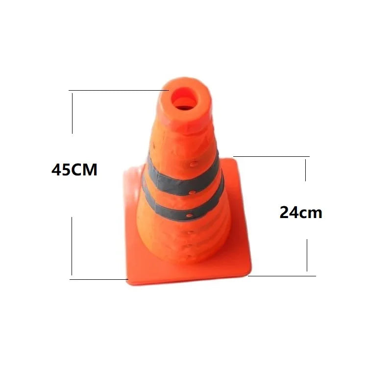 45cm High Folding Reflective Safety Cones Warning Reflective Plastic Road Cone Road Traffic Safety Sign