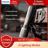 Philips Outdoor LED Rechargeable Flashlight Portable Powerful Bright Flashlights Camping Lamp for Outdoor Hiking Self Defense