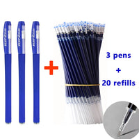 3+20Pcs Gel Pen and Refill Black Blue Red Ink Bullet 0.5mm Gel Pens School&Office Supplies Stationery With Free Shipping