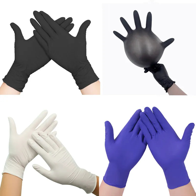 50/100pcs Disposable Nitrile Latex Rubber Gloves Dishwashing/Kitchen/Work//Garden/Household Cleaning Gloves Black/Blue Gloves