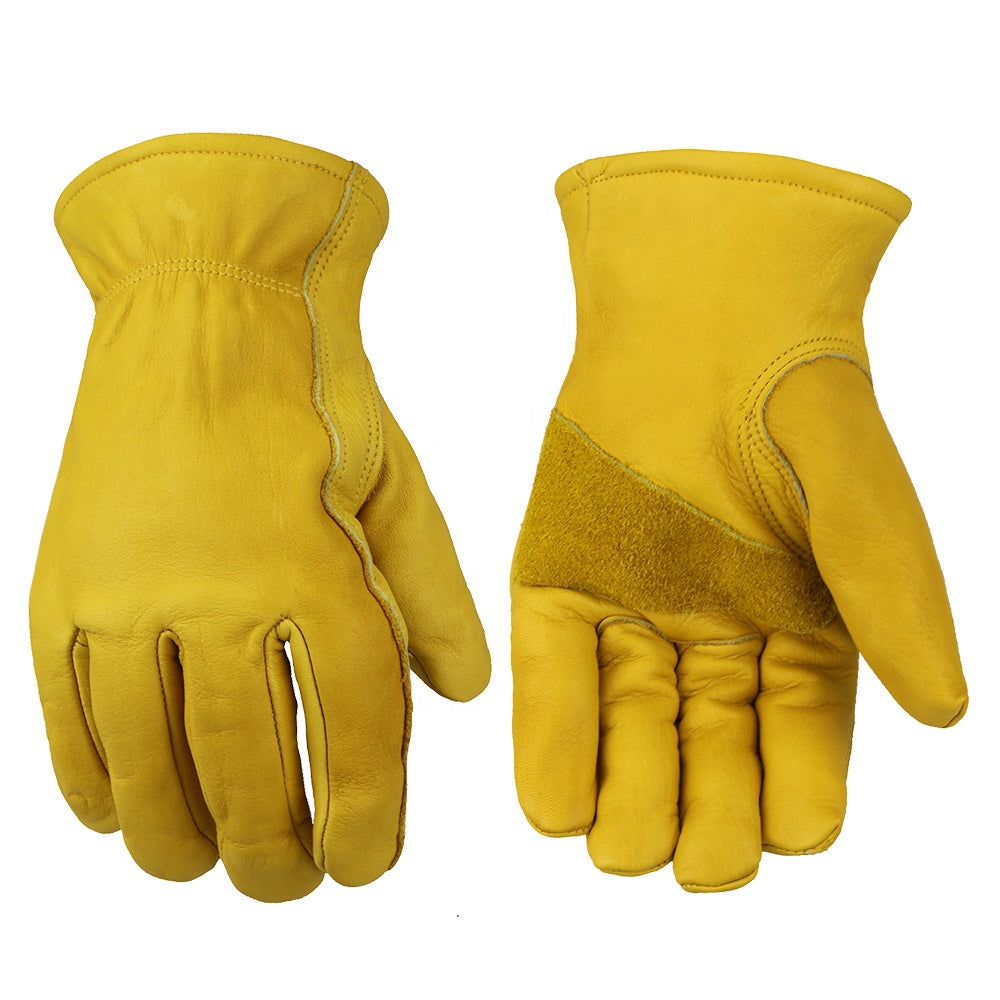 Winter Leather Waterproof Work Gloves Drivers Motorcycle Safety Leather Gloves With Fleece Liner