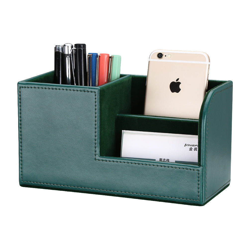 Office Supplies Desk Organizer Desktop Pen Holder Leather Storage Box