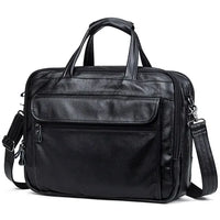 Large Men Leather Handbgs Male Genuine Leather Business Travel Brifcases Bag Men's 15.6 Inch Laptop Shoulder Bag Business A4 Bag