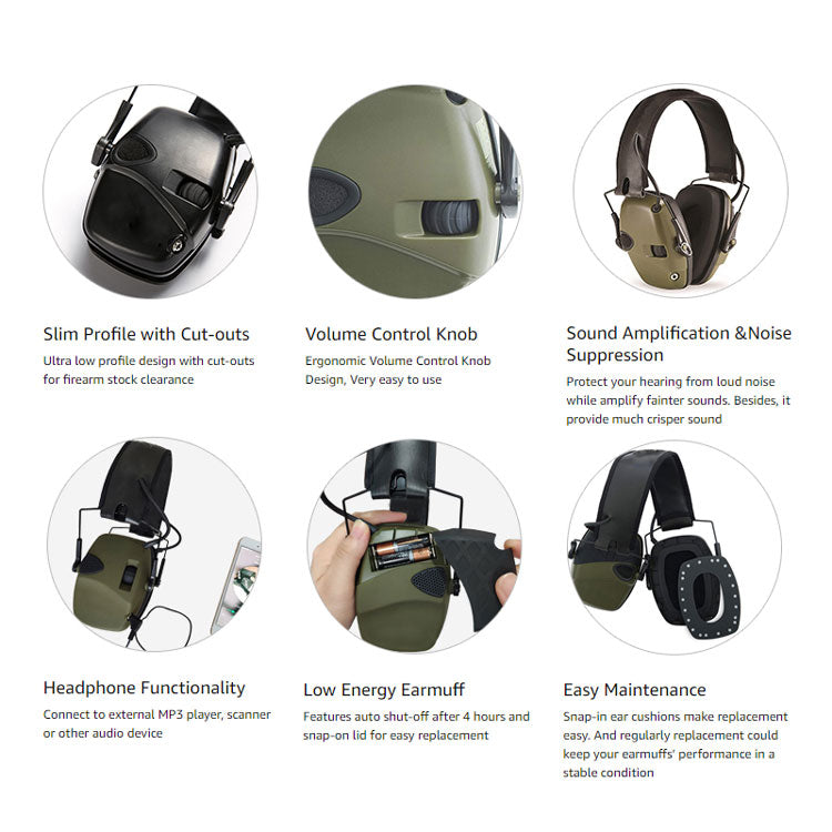 Smart Electronic Hearing Protector Active Headset Ear Muffs Hearing Protection