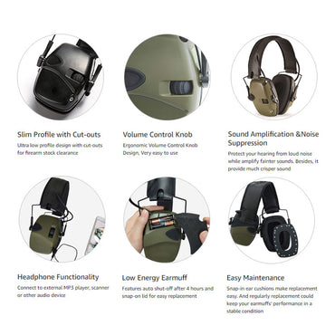 Hearing Protection Ear Muffs Electronic Earmuff Anti-Noise Headphone