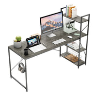 Bestier Home Office Wooden Large Size Dual Monitor Table Standing Computer Desks With Book Rack for Office