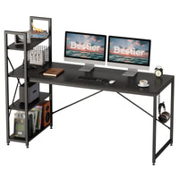 Bestier Home Office Wooden Large Size Dual Monitor Table Standing Computer Desks With Book Rack for Office