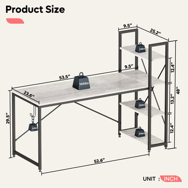 Bestier Home Office Wooden Large Size Dual Monitor Table Standing Computer Desks With Book Rack for Office