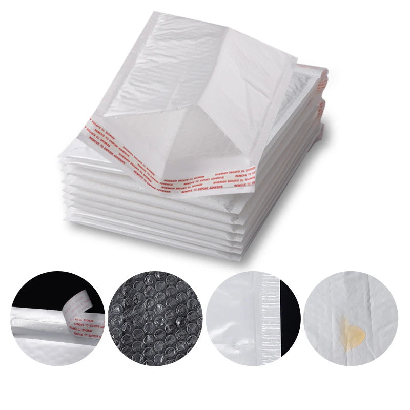 10pcs Bubble Envelope Bag White Bubble PolyMailer Self Seal Mailing Bags Padded Envelopes for Magazine Lined Mailer