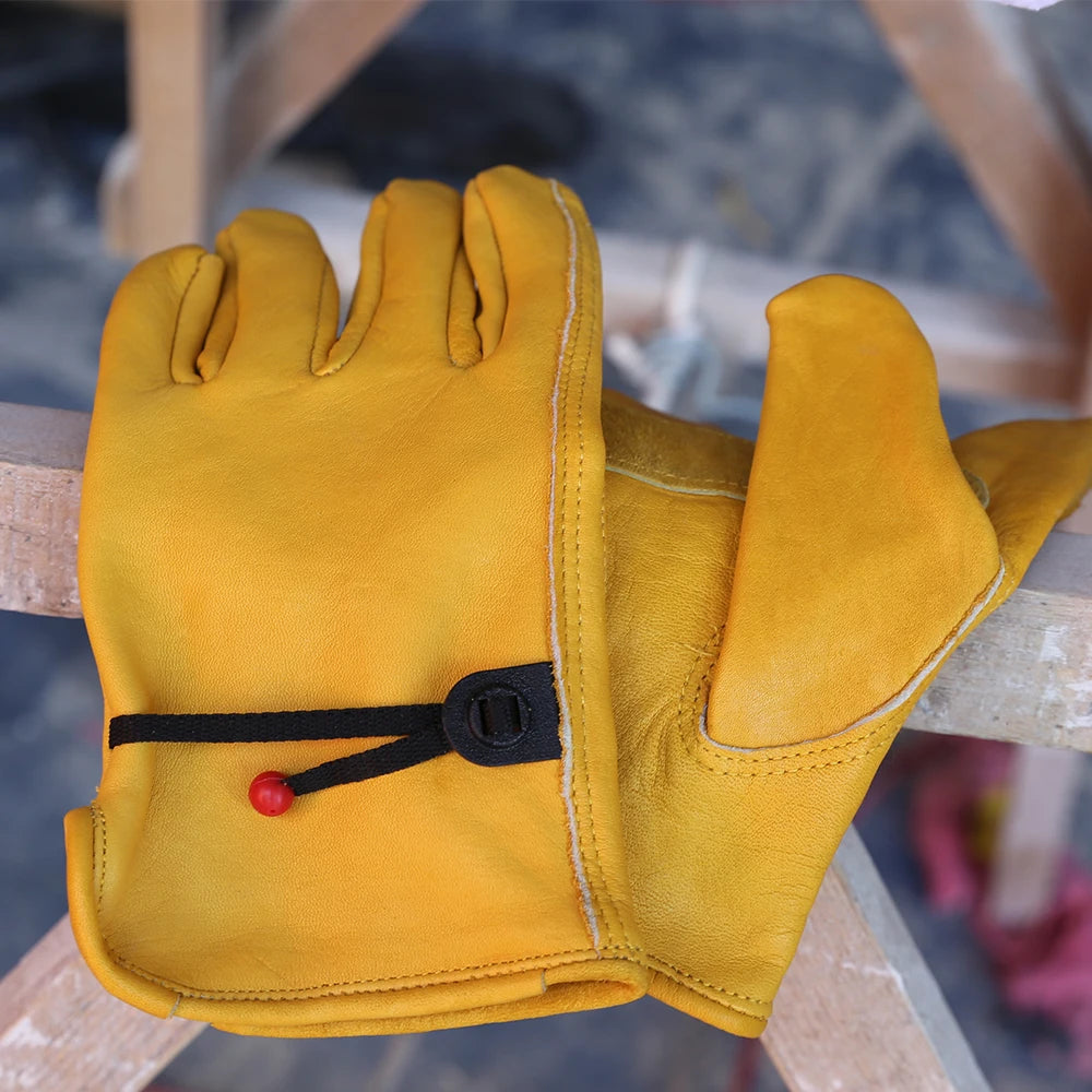 Work Gloves Cowhide Leather Factory Driver Climbing Gardening Glove Protective Yard Work